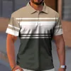 Business Casual Golf Hommes Polos Été Mode T-shirt à manches courtes Ligne de dégradé Impression Tops Quotidien Surdimensionné Poloshirt 240226