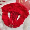 Women's Panties Red Bow Wave Point Perspective Ladies Underwear Sexy Lace Mid-waist Girl Lolita Edge Loli Mini