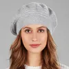 Vrouwen Beige Zwarte Baretten Mode Effen Kleur Wol Gebreid Met Dames Beanie Baret Cap Winter Warme Getextureerde Baret Hoed 240227