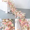 Flores decorativas Boda rosa de lujo Arreglo floral para corredores Banquete Evento Centros de mesa Bola con candelabro Hortensia rosa 2024302