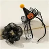 Hårklämmor Barrettes Hårklipp Pannband Halloween Pumpkin Tle Tie Mini Cone Hat Glitter Hoop Dropship Drop Leverans smycken Hår Dhirx