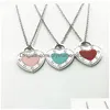 19Mm Necklace Womens Couple Stainless Steel Epoxy Heart Pendant Blue Pink Green Red Jewelry On The Neck Valentine Day Gift Accessories Dhxnf