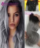 Incomparable Grey Clip in Chinese human hair 1bgrey hair extensions boby wave grey hair weave ombre grey human hair extensions8919745