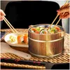 Dinnerware Sets Rice Barrel Cereal Container Wooden Restaurant Bucket Steamer Sushi Cooling Bowl Cooking With Lid Kitchen Steamed Cask Otryn