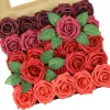 25 Stück/Box künstliche Blumen, errötende Rosen, realistische künstliche Rosen mit Stiel für DIY Hochzeits-Party-Blumensträuße, Babyparty, Heimdekorationen 2024302