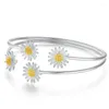 Charm Bracelets Korean Style Lotus Daisy Flower Bracelet For Women Girls Sweet Flowers Bangle Wedding Party Statement Jewelry Gifts
