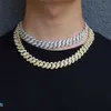 Strands 15 mm Miami Prong Cuban Chain Link Collares de color plateado Conjunto de pulsera de diamantes de imitación con hielo completo para cadenas de hip hop para hombre 230613