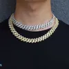 Strands 15 mm Miami Cuban Cain Link Srebrny kolor Naszyjniki Pełne losowana bransoletka z kratonki dla męskich łańcuchów hip -hopowych 230613