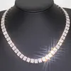 Corrente luxuosa de hip hop, gelada, moissanite, corte esmeralda, diamante, corrente de tênis, prata esterlina 925, diamante, ouro branco