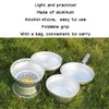 Outdoor Cooking Set Alcohol Stove Spirit with Stand Pot Pan Gripper Portable Camping Cookware Mess Kit for Traveling 240223