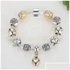 Bracelets de charme Bracelets de charme Sier plaqué or fleur filles Pan Dora Design étoile amour coeur en forme de cristal perles charmes bracelets Fash Dhxvp