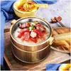 Dinnerware Sets Rice Barrel Cereal Container Wooden Restaurant Bucket Steamer Sushi Cooling Bowl Cooking With Lid Kitchen Steamed Cask Otryn