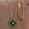 Märke clover halsband fashionabla charm singel blomma 15mm halsband lyx diamant agat 18k guld designer kvinnors halsband