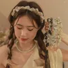 Grampos de cabelo simples elegante pérola verão estilo coreano hairband floral fita banda estilo acessório feminino trançado hoop