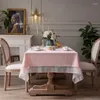 Table Cloth Wedding Decoration Pink Tablecloth With Tassel Rectangle Dining Cover Stylish