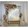 Decoración de fiesta Metal Gold Candlestick Ac Powered LED Light Ce para Sta Table Centerpiece Pasarela Pilar Drop Entrega Home Garden Fes Ot9Vy