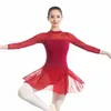 Stage Wear Gymnastics Leotard For Women Sexy Lace Standing Collar Adult Ballet Leotards Performance Dance Dress Bodysuit Costume