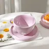 Tasse en céramique japonaise rétro peinte à la main de 250ml, petites tasses à fleurs violettes avec soucoupes, ensemble de tasses à café irrégulières pincées à la main, 240301