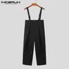 INCERUN Korean Style Mens Overalls Solid Color Casual Jumpsuits Fashionable Streetwear Allmatch Simple Rompers S5XL 240228