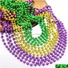 Colliers de perles 80 cm violet or et vert Mardi Gras perles colliers nouvel an célébration fête collier livraison directe bijoux cou Dhs9R