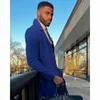 Ternos masculinos de luxo azul outfits 3 peça jaqueta calças colete longo blazer único breasted notch lapela negócios inteligente casual conjunto completo