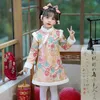 Abito invernale per bambini Tang Hanfu Cinese tradizionale Cheongsam Ragazzi Ragazze Ricamo Costume Anno Vestiti Regalo di Natale 240220