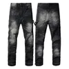 Diseñadores de lujo Jeans angustiados Francia Moda Pierre Straight Men's Biker Hole Stretch Denim Casual Jean Hombres Pantalones flacos