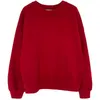 Autumn and winter new plush and thick burgundy hoodie for women's high-end version minimalist long sleeved pullover top