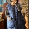 Carriers Johnature – gilet Long en lin bleu gris pour femmes, manteaux Vintage de Style chinois, poches rétro amples, col en v, nouvelle collection printemps 2023