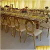 Mobilier commercial européen créatif simple mariage en acier inoxydable El banquet fête table extérieure 022 livraison directe maison jardin fourrure Dhncu