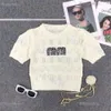 Designer shirt Strass Letter mius mius T-shirt Dames Tops Designer Gebreide Tees Sexy Holle Trui Multi Kleur