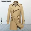 Solid Classic Mens Trench Coat Plus Size Windbreak High Quality Business Casual Wind Coat Mänkläder M-8XL BF7987 240219