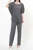 Dwuczęściowe spodnie damskie Miyake szeroko nogowy zestaw dwuczęściowy zestaw 2024 Trend rękawów nietoperzy luźny kombinezon rozmiar