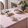 Table Cloth Wedding Decoration Pink Tablecloth With Tassel Rectangle Dining Cover Stylish