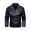 Män vinter tjock varm fleece mode läder casual jacka smal fit pu jacka affär gentleman vindproofbikerjacket 240227