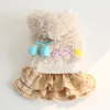 Robes Vêtements pour animaux de compagnie automne hiver moyen petit chien robe en laine doux chaud manteau en peluche gilet chaton chiot princesse robe Chihuahua Yorkshire