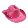 Berets Western-Style Cowboy Hat Novelty-Cowgirl Pink Glowing Costume Top Hats Headwear Fedora-Hat Carnivals Party Props Cap