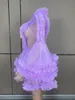 Robes décontractées Belle robe en maille moelleuse à manches trompette princesse en couches soirée soirée bal discothèque performance costume scène porter