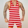 Women's Swimwear Mens Color Stripe Tight Suit Man One-Piece Wrestling Singlet Powered Earotics Bodybuilding Jersey G8021