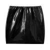 Dresses Womens Shiny Metallic Faux Leather Mini Skirt Latex Vinyl Elastic Waistband Micro Skirts Stretchy Bodycon Clubwear