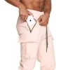 Pantaloni della tuta Pantaloni da jogging da corsa da uomo Pantaloni da jogging larghi in nylon Streetwear Pantaloni sportivi casual rosa Allenamento Allenamento Pantaloni cargo fitness