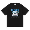 2024 American Fashion Brand RHUDE Formula F1 Racing Miami Station Limited Print Short Sleep T-shirt for Men and Women