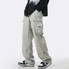 Houzhou Cargo Pants Men Zipper特大の広い脚のズボン男性通りのヒップホップカジュアル韓国の日本のポケットサファリスタイル240226