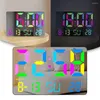 Wall Clocks LED Digital Projection Alarm Clock Electronic RGB Colorful Gradient With Large Screen Mirror