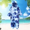 Robes de fille Surf Poncho Serviette multifonctionnelle Sports nautiques Robe à capuche Tissu en microfibre Couverture de plage Tie-Dry avec de grandes poches