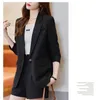 Único botão feminino blazer preto terno coreano chique manga longa casaco vintage senhora do escritório roupas jaqueta solta tweed mujer 240226