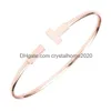 Double T Bracelet Titanium Steel Couple Female European And American Stainless Rose Gold Net Red Drop Delivery Dhjov