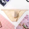 Mutande da uomo sexy sottili slip in seta di ghiaccio biancheria intima traspirante U sacchetto convesso rigonfiamento del pene lingerie erotica mutandine da uomo