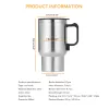 Tools 450ML 12V Portable Cup Kettle Travel Coffee Mug Electric Stainless Steel With Cigar Lighter Cable Car Water Keep Warmer Kettle