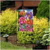 Banner Bandiere Primavera Estate Animali Girasole Bandiera da giardino Double Sided Decorazione di benvenuto Cortile Materiale in lino P259 Drop Deliv Dh2Ja